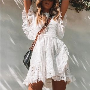 Dandelion Mini Dress White - Princess Polly